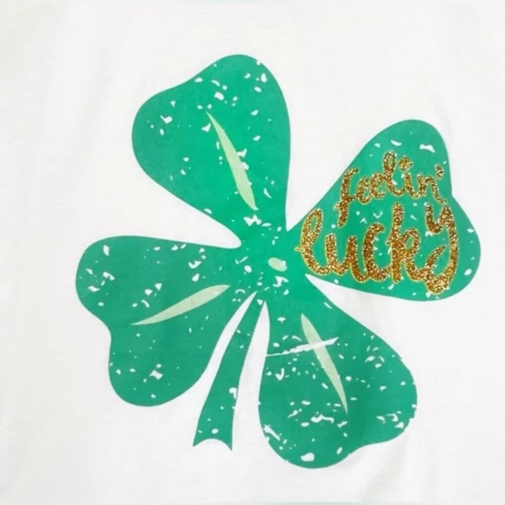 NWT Wild Clover White Feelin' Lucky Short Sleeve St. Patrick's Day Tee Size XL